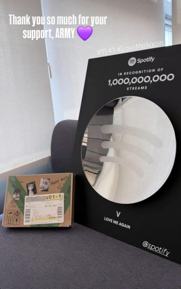V celebrates 1 billion Spotify streams with gratitude to fans